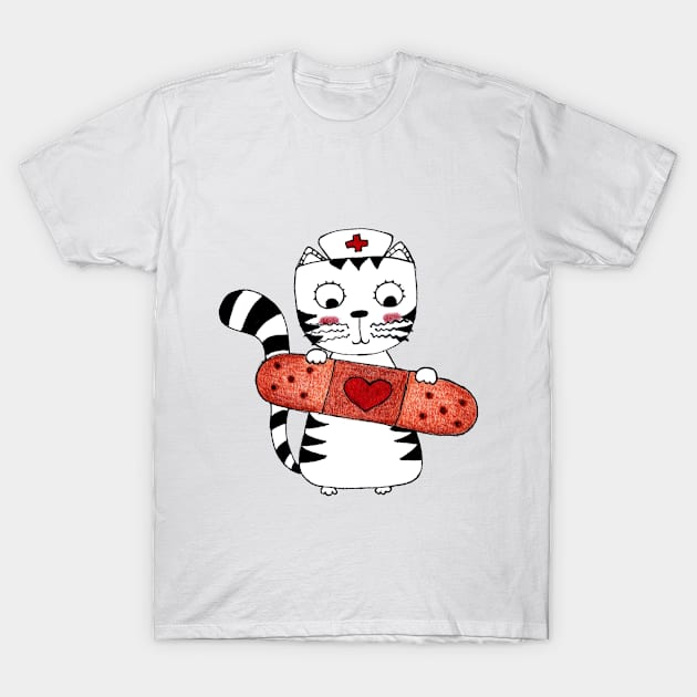 Yuna's Tender Touch | The Ambulance Nurse Cat T-Shirt by MiracelArt